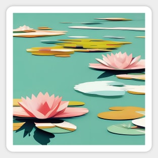 Pink Water Lily Collage Sticker